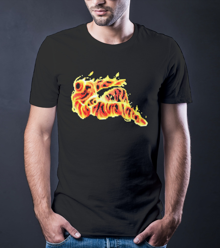 Fiery Waves Of Burning Flame Blaze In Yellow Orange Red Hues T-Shirt