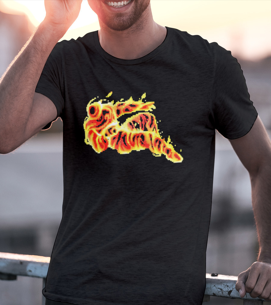 Fiery Waves Of Burning Flame Blaze In Yellow Orange Red Hues T-Shirt