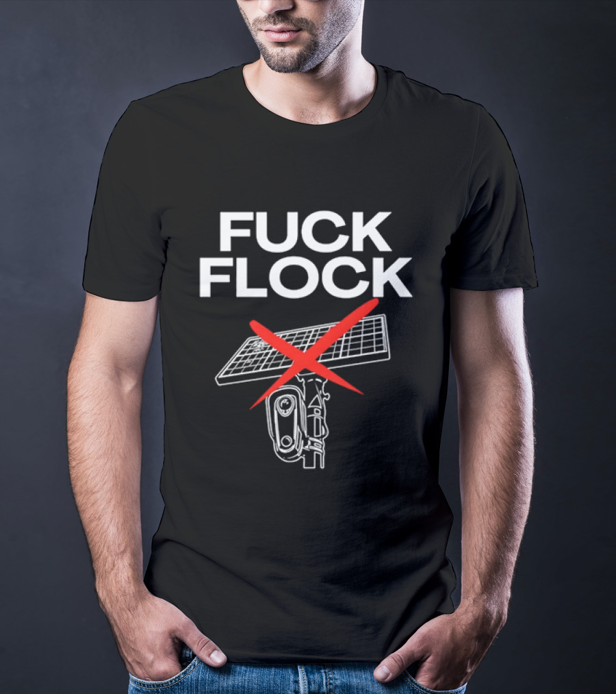Fuck Flock Surveillance Camera Solar Panel Red X T-Shirt