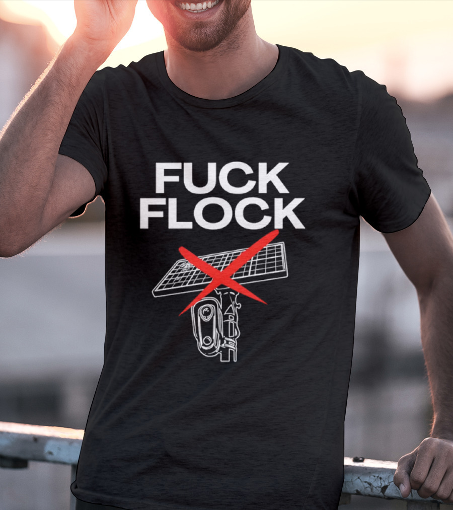 Fuck Flock Surveillance Camera Solar Panel Red X T-Shirt