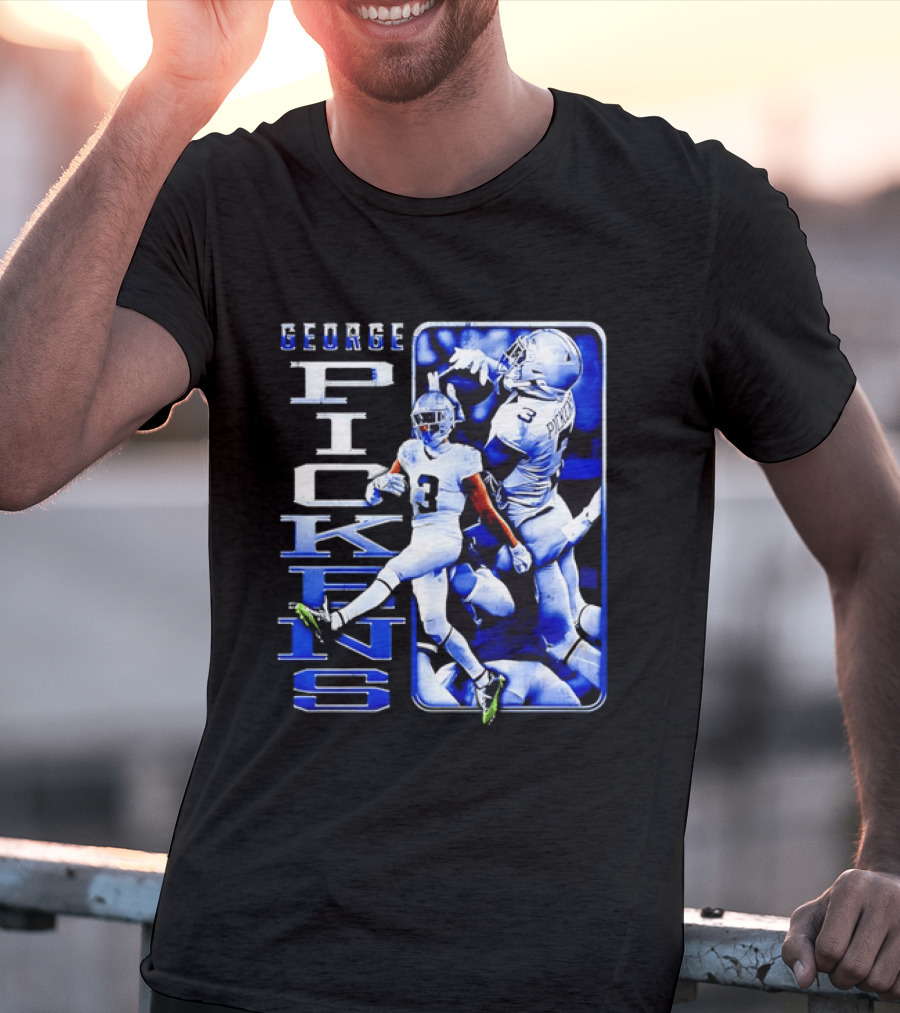 George Pickens Football Catching Collage Blue T-Shirt