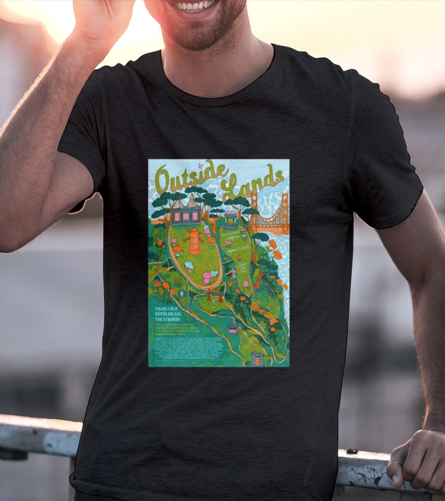 Outside Lands San Francisco August 7 9 2026 Golden Gate Park Charli XCX Rufus Du Sol The Strokes T-Shirt