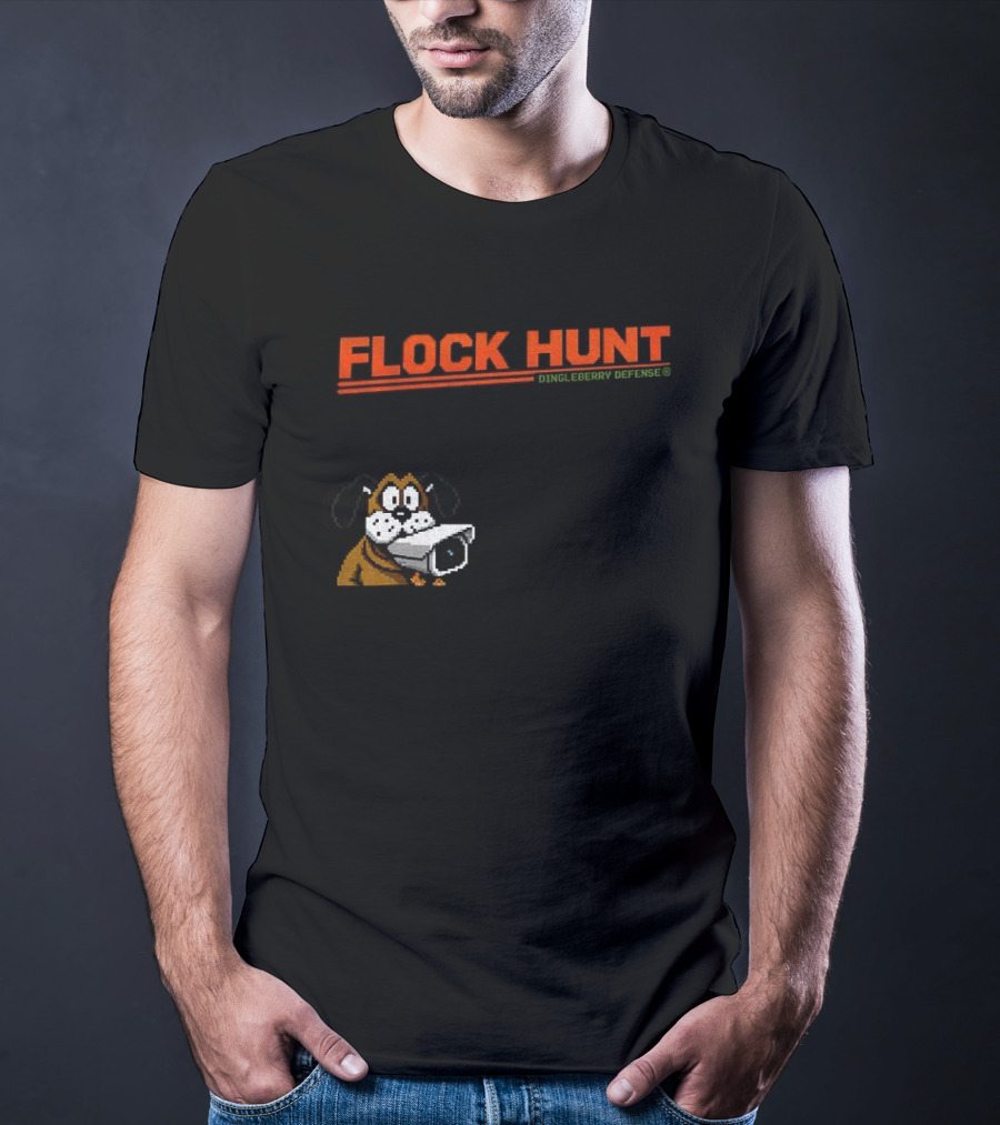 Flock Hunt Pixelated Canine Dingleberry Defense Security Camera T-Shirt