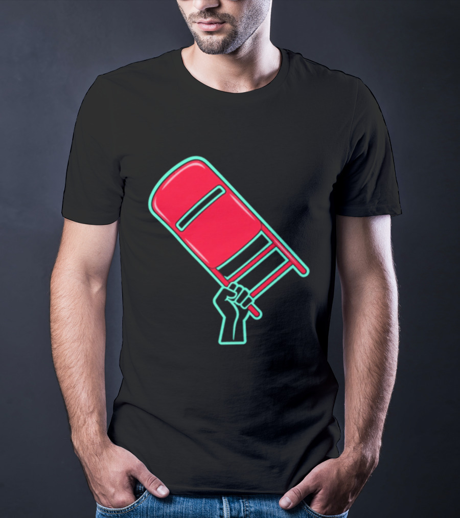Rebellious Raised Fist Holding Red Chair Protest T-Shirt