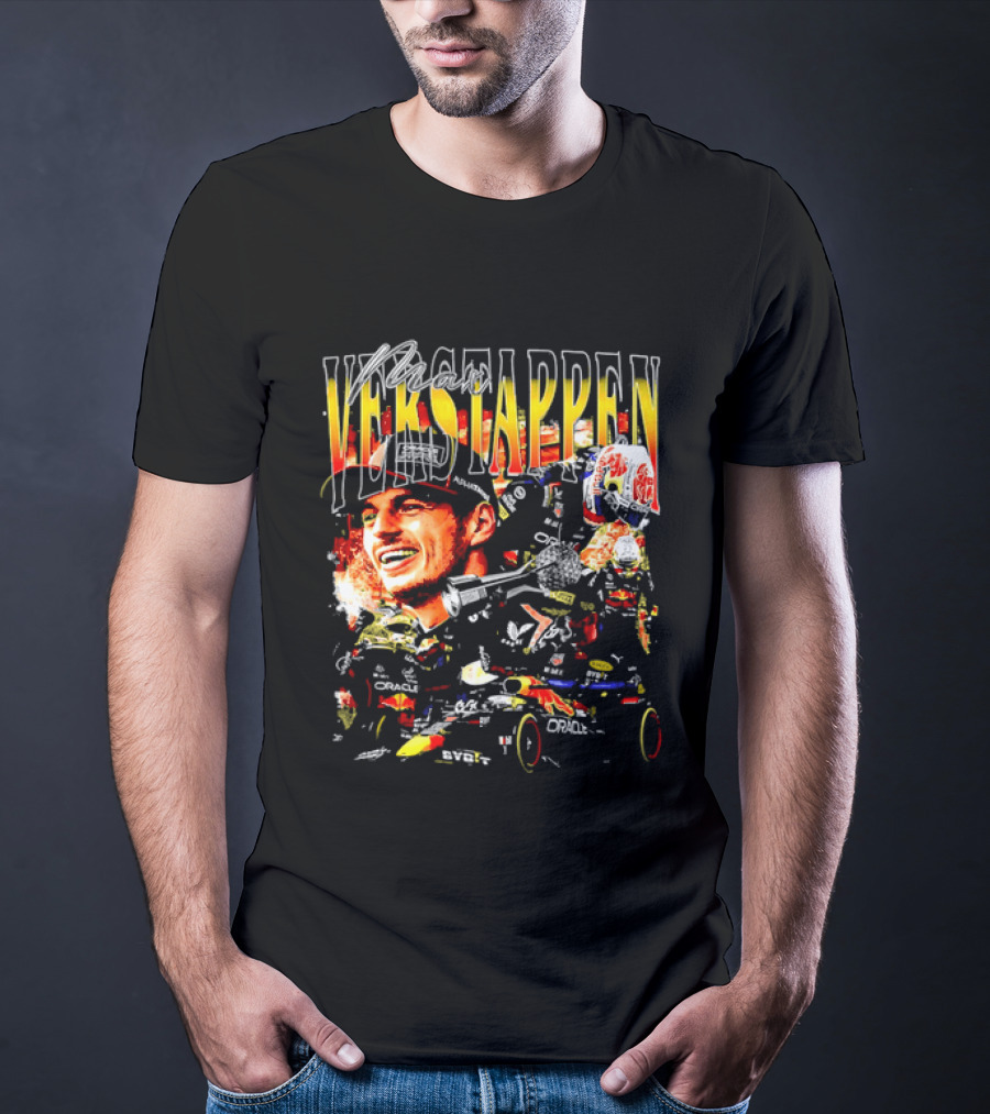 Max Verstappen Red Bull Racing F1 Driver Trophy Car Photo Collage T-Shirt