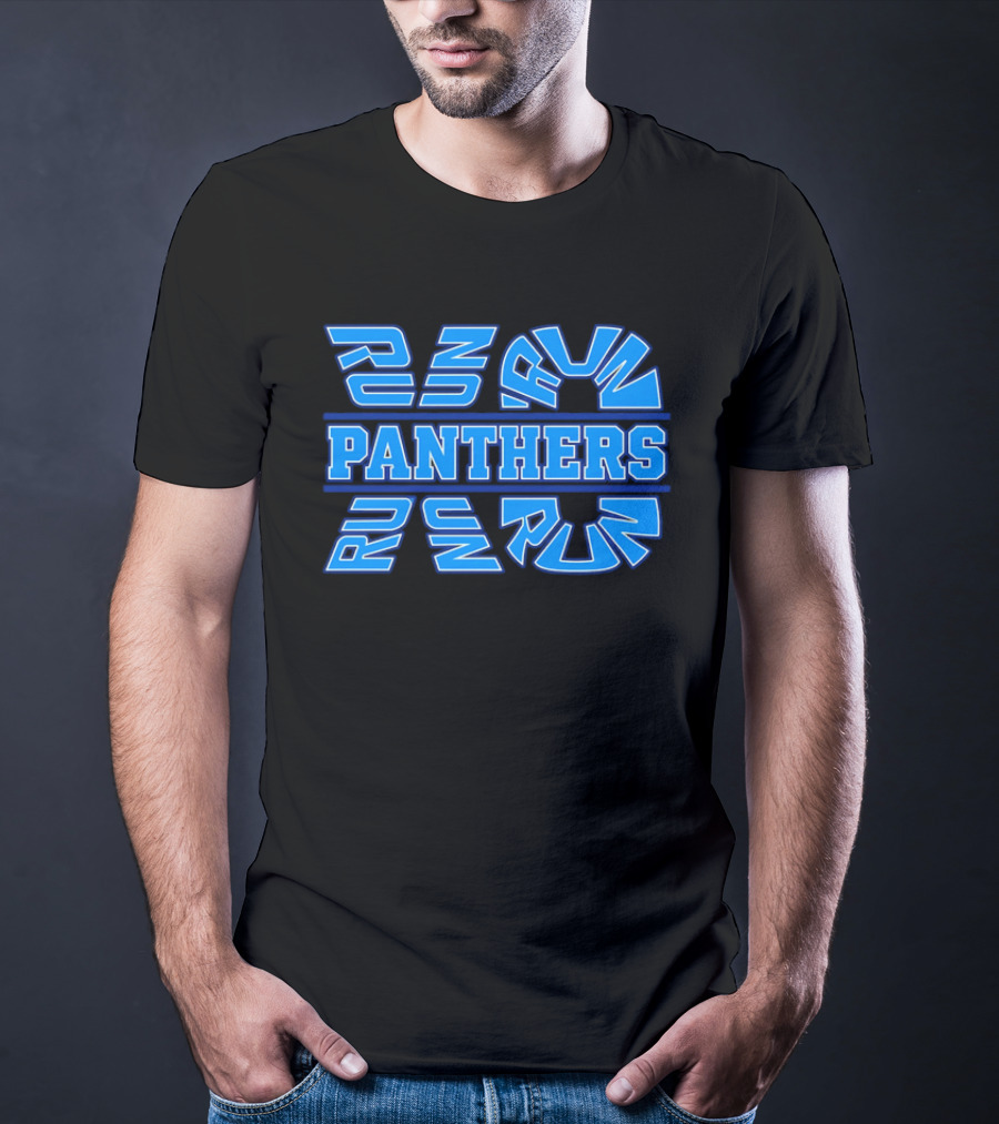 Run Panthers Repeated Blue Kinetic Athletic Block T-Shirt