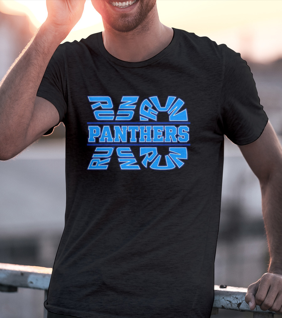 Run Panthers Repeated Blue Kinetic Athletic Block T-Shirt