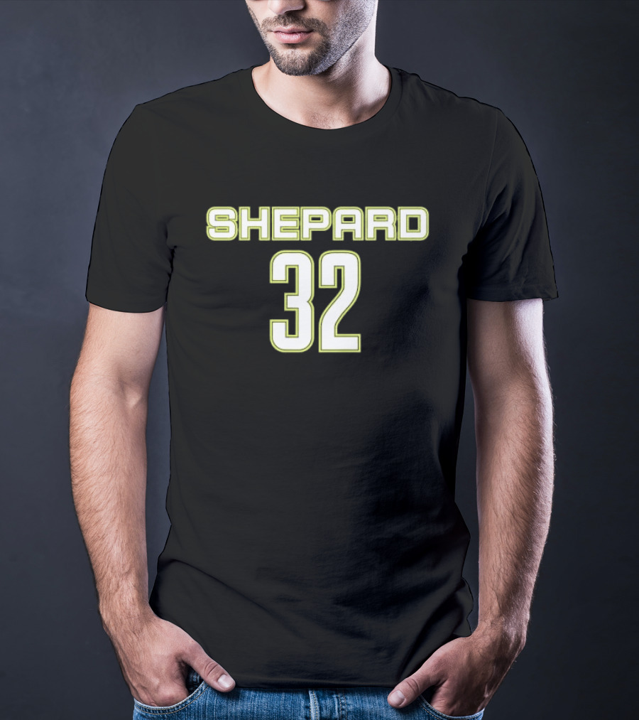 Shepard 32 Lime Green Athletic Block Lettering Jersey T-Shirt