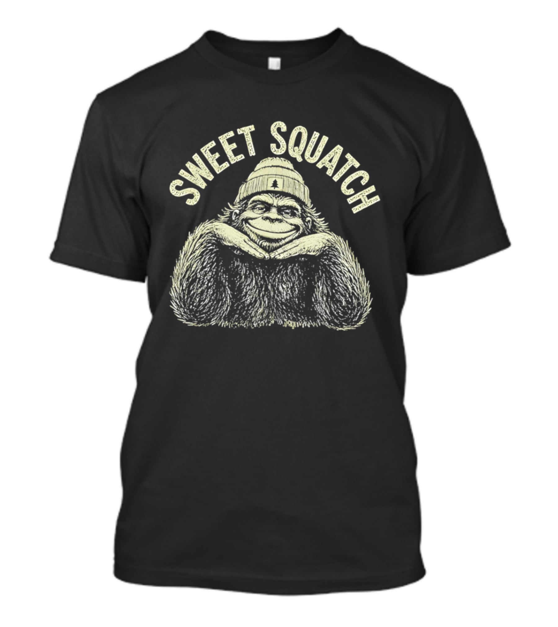 Sweet Squatch Bigfoot Beanie Smiling Legend T-Shirt