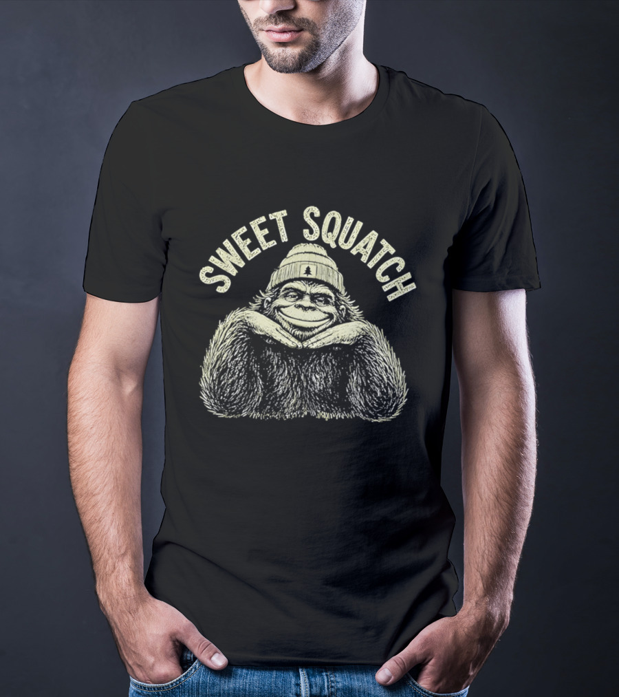 Sweet Squatch Bigfoot Beanie Smiling Legend T-Shirt