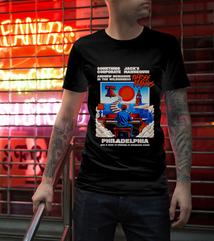 Something Corporate Jack's Mannequin Andrew McMahon Three Pianos Philadelphia Aug 08 2026 T-Shirt