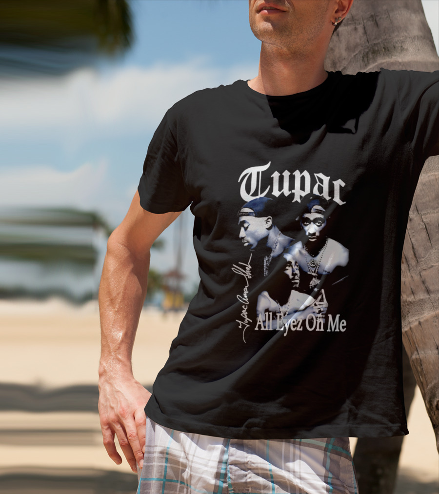 Tupac All Eyez On Me Tupac Amar Shakur Signature Iconic Album T-Shirt