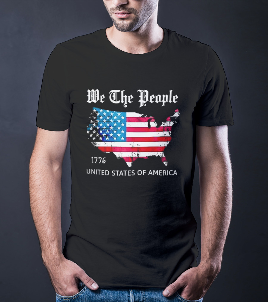 We The People 1776 Distressed USA Map Flag United States Of America T-Shirt