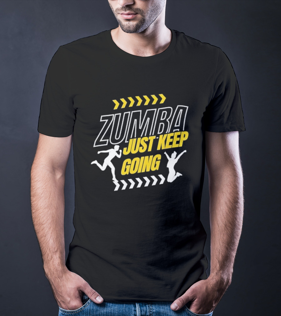 Zumba Just Keep Going Fitness Running Jumping Chevron Arrows T-Shirt