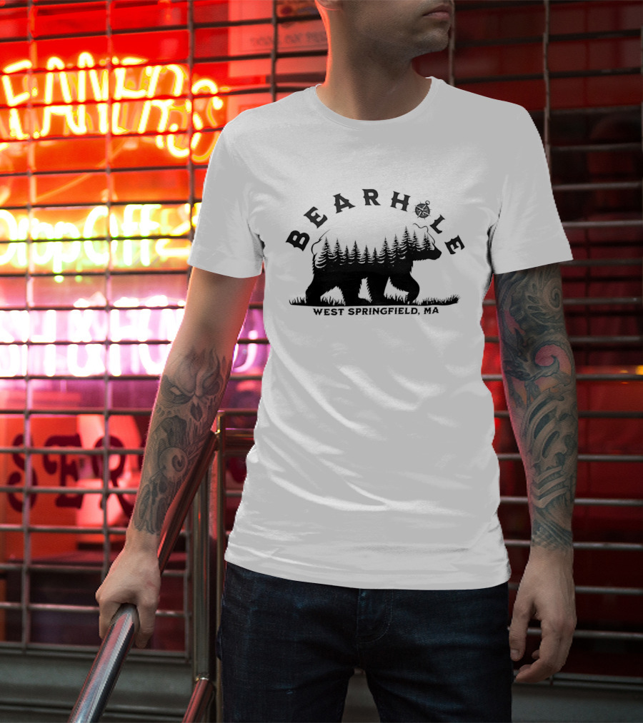 Bearhole West Springfield MA Bear Forest Landscape Compass T-Shirt