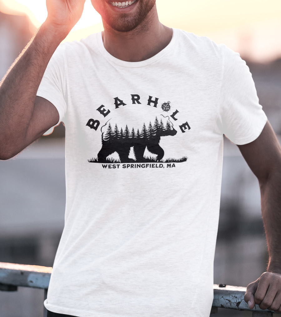 Bearhole West Springfield MA Bear Forest Landscape Compass T-Shirt