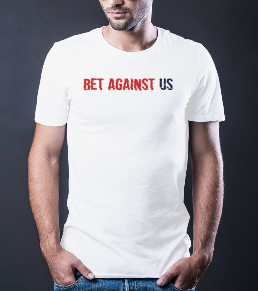 Bet Against US Distressed Red Navy Dripping Melted T-Shirt