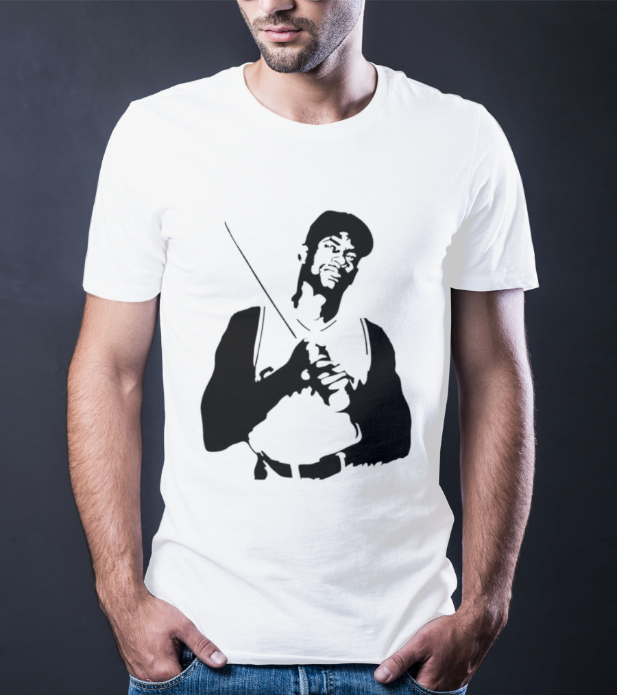 Black And White Stencil Baseball Batter Holding Bat T-Shirt