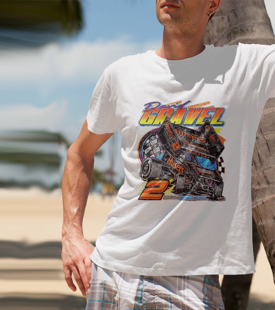 David Gravel Sprint Car Huset's Speedway Racing Connecticut 2 Orange And Blue T-Shirt