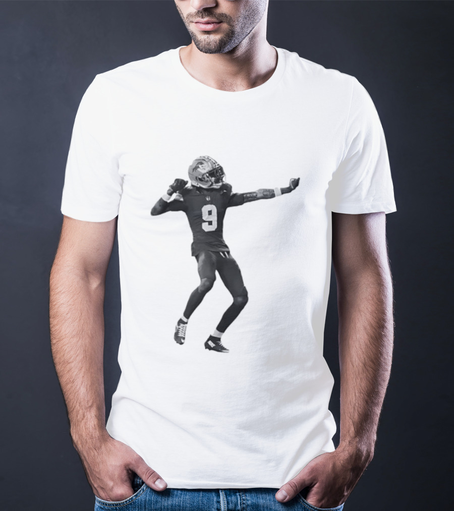 Detroit Lions Number 9 Celebratory Pose Football Athlete Cutout T-Shirt