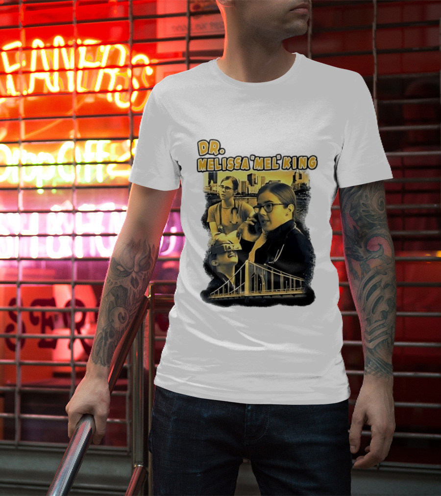 Dr Melissa Mel King Female Doctor Pittsburgh Yellow Bridge Collage T-Shirt