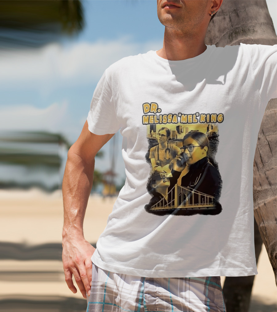 Dr Melissa Mel King Female Doctor Pittsburgh Yellow Bridge Collage T-Shirt