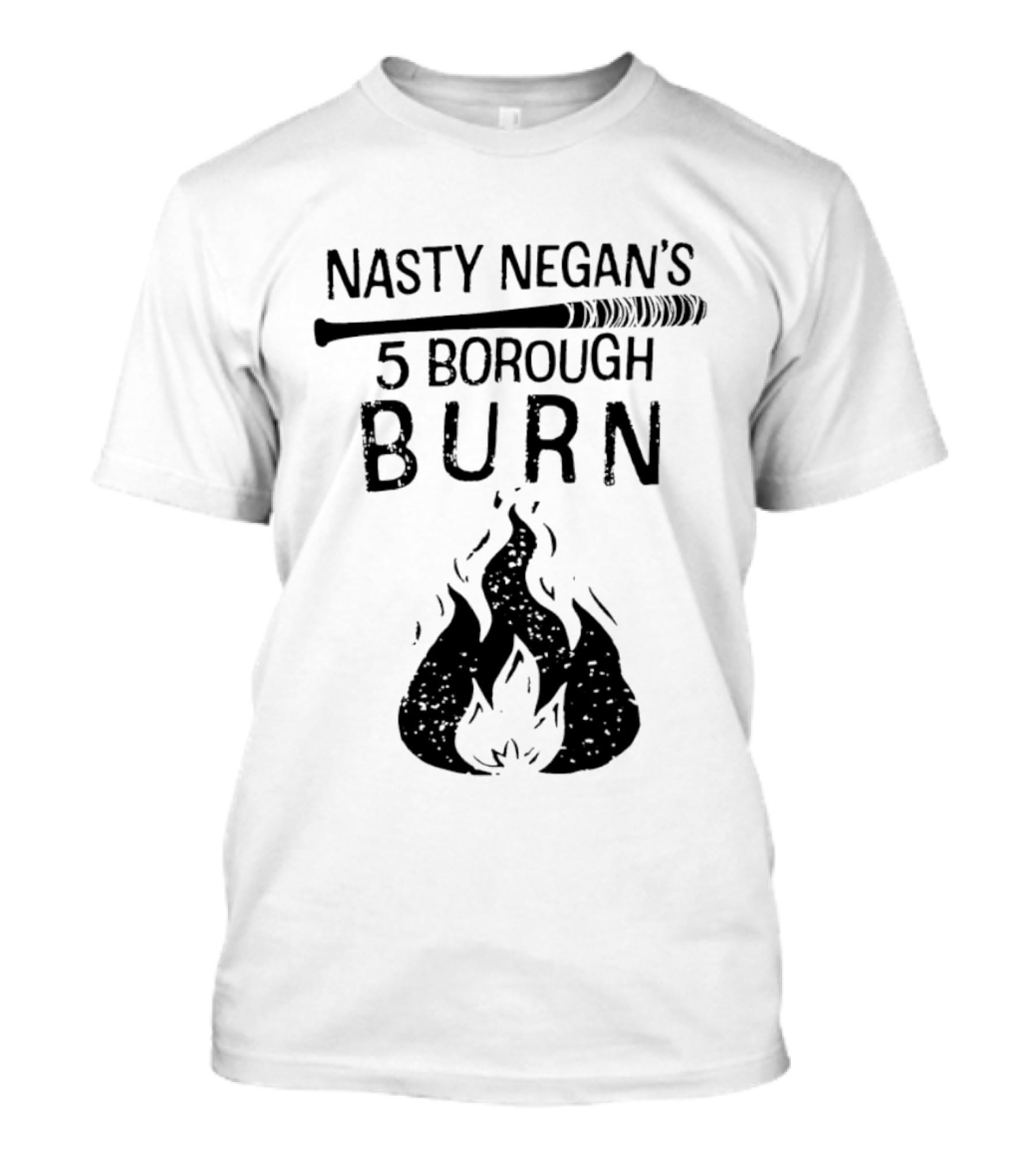 Nasty Negan's 5 Borough Burn Barbed Wire Bat Bonfire Flames T-Shirt