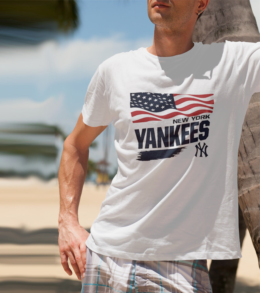New York Yankees American Flag Brushstroke NY Yankees MLB T-Shirt