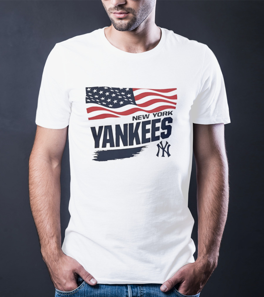 New York Yankees American Flag Brushstroke NY Yankees MLB T-Shirt