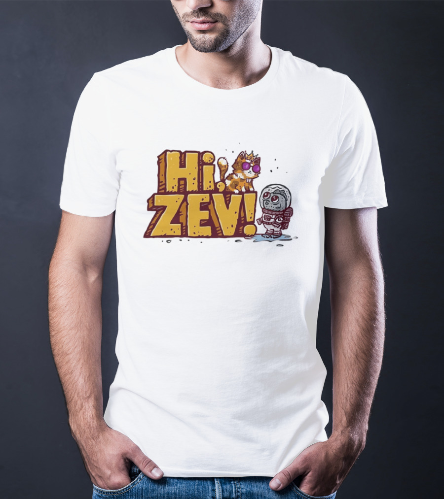 Hi Zev Cartoon Calico Cat Sunglasses Astronaut Creature T-Shirt