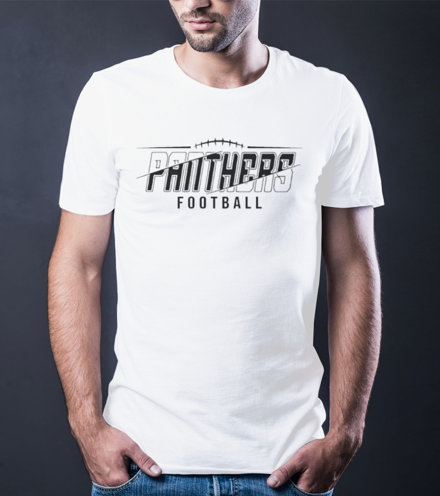 Panthers Football Diagonal Split Line Laces T-Shirt