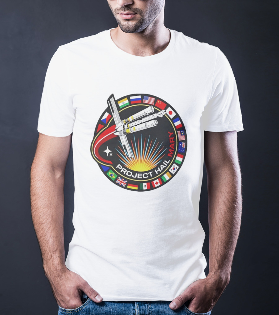 Project Hail Mary Ryland Grace Sci Fi Spacecraft Mission Flags T-Shirt