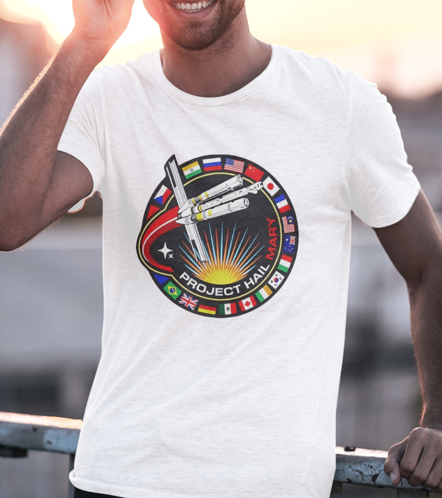 Project Hail Mary Ryland Grace Sci Fi Spacecraft Mission Flags T-Shirt