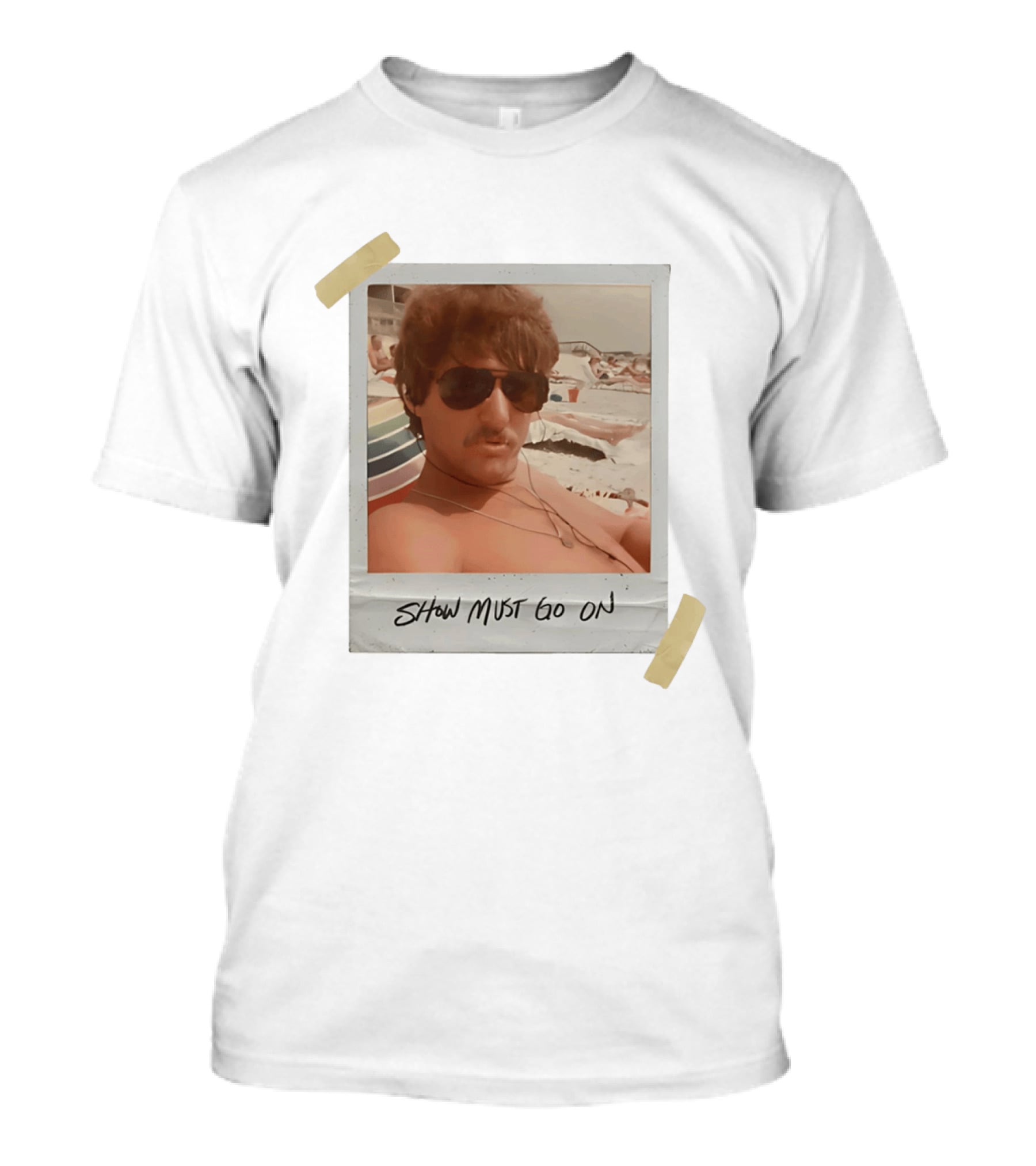 Show Must Go On Man At Beach Retro Style Polaroid T-Shirt