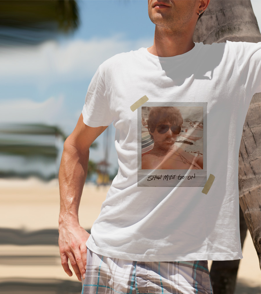 Show Must Go On Man At Beach Retro Style Polaroid T-Shirt