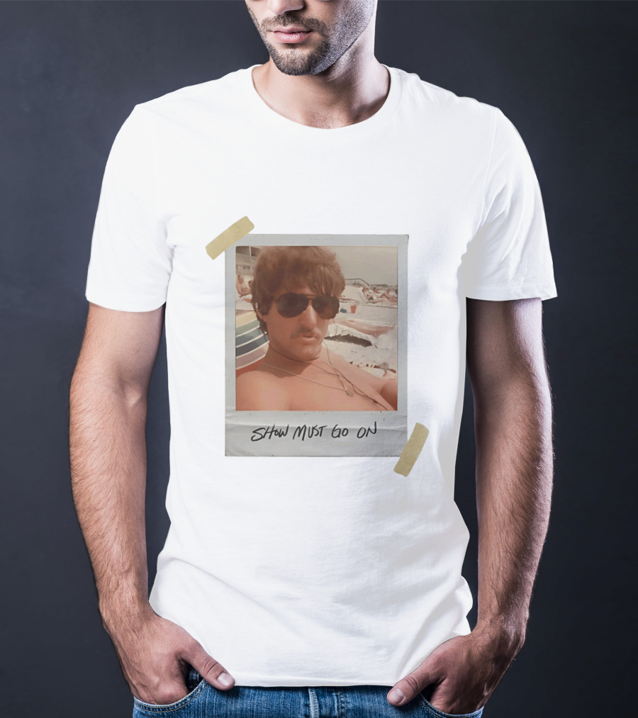 Show Must Go On Man At Beach Retro Style Polaroid T-Shirt