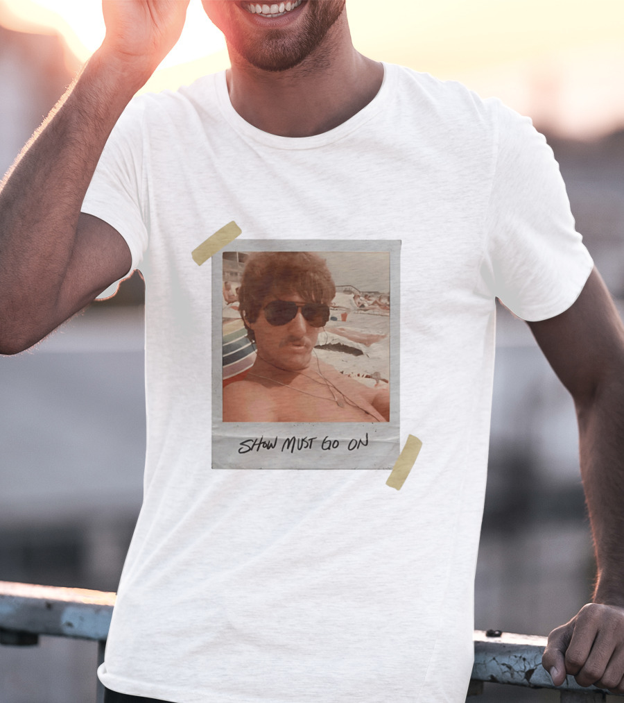 Show Must Go On Man At Beach Retro Style Polaroid T-Shirt