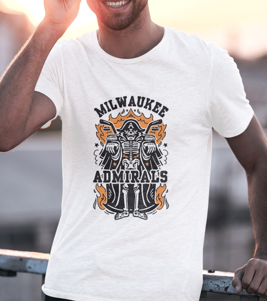 Milwaukee Admirals Skeleton Emblem Halloween T-Shirt