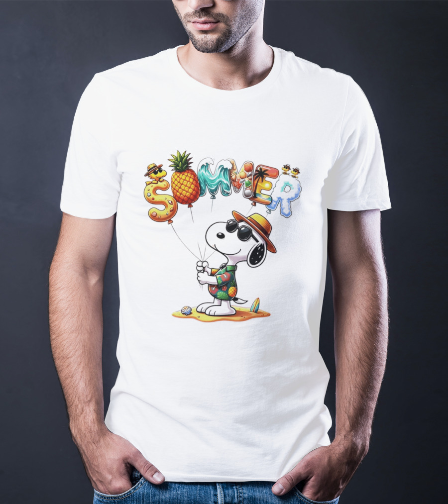 Snoopy Summer Sunglasses Pineapple Beach Balloons Fun T-Shirt