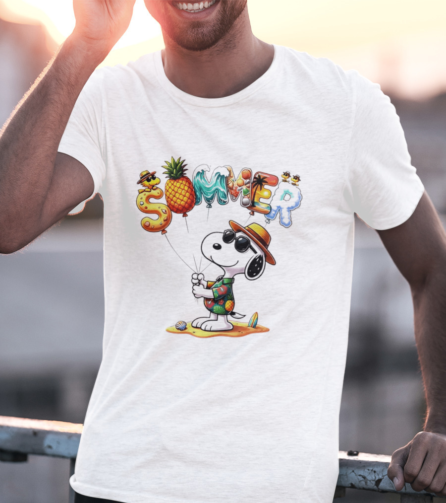 Snoopy Summer Sunglasses Pineapple Beach Balloons Fun T-Shirt