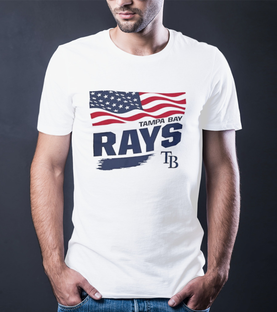 Tampa Bay Rays MLB American Flag Brush Stroke TB T-Shirt
