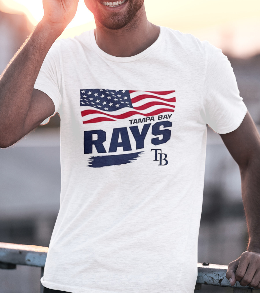 Tampa Bay Rays MLB American Flag Brush Stroke TB T-Shirt