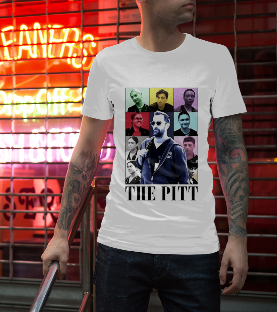 The Pitt Colorful Pop Grid Doctor Portraits Bearded Man In Sunglasses T-Shirt