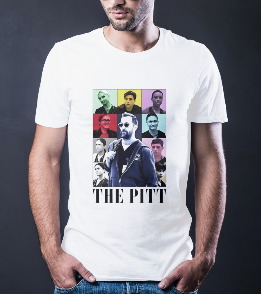 The Pitt Colorful Pop Grid Doctor Portraits Bearded Man In Sunglasses T-Shirt