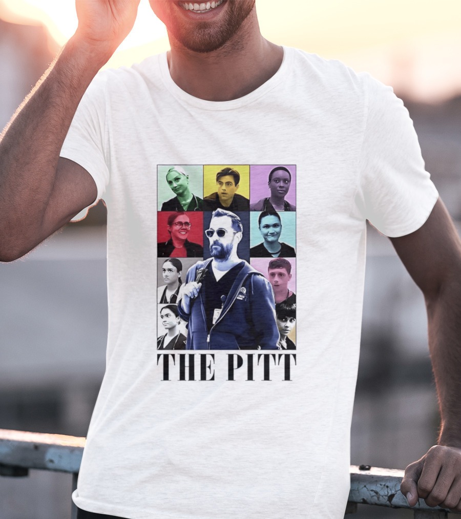 The Pitt Colorful Pop Grid Doctor Portraits Bearded Man In Sunglasses T-Shirt