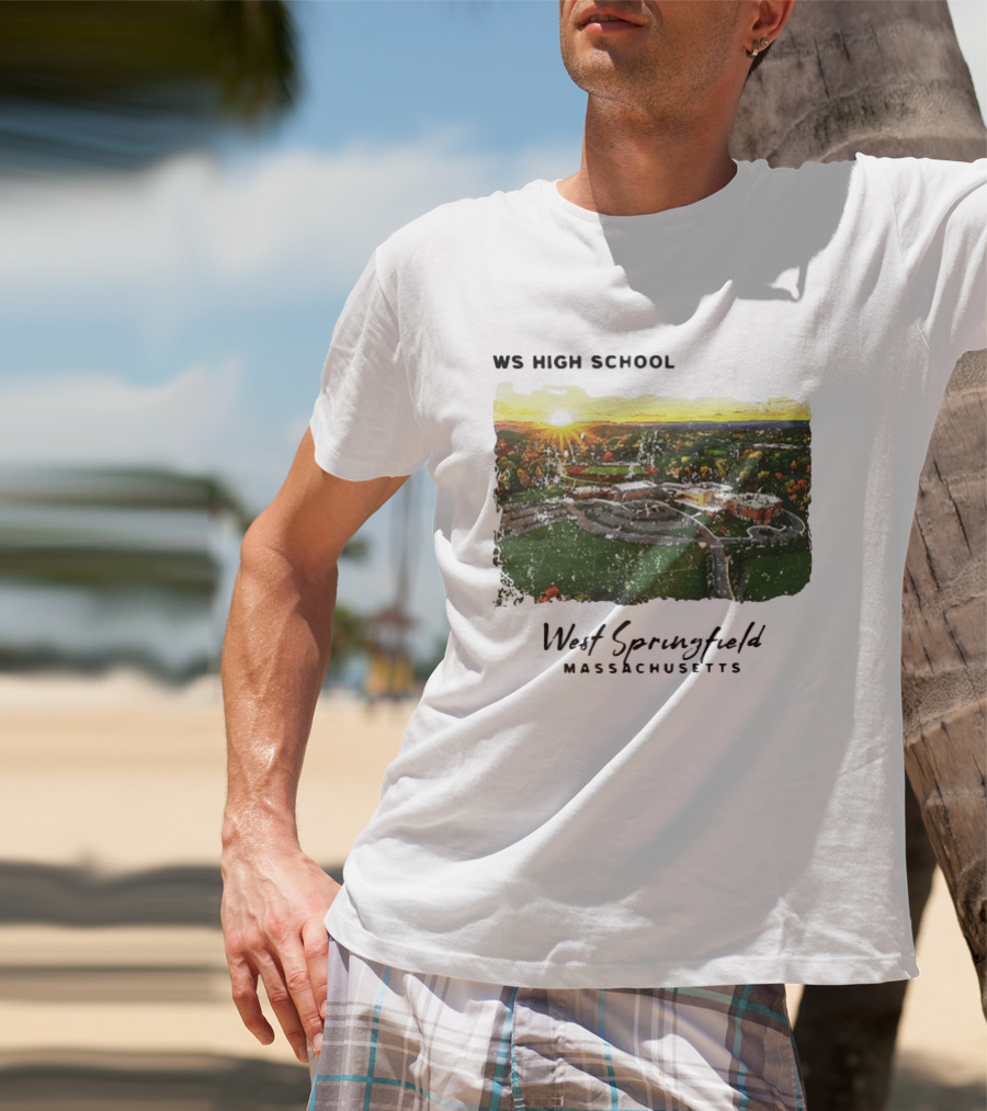 WS High School West Springfield Massachusetts Aerial Sunset Campus Landscape T-Shirt