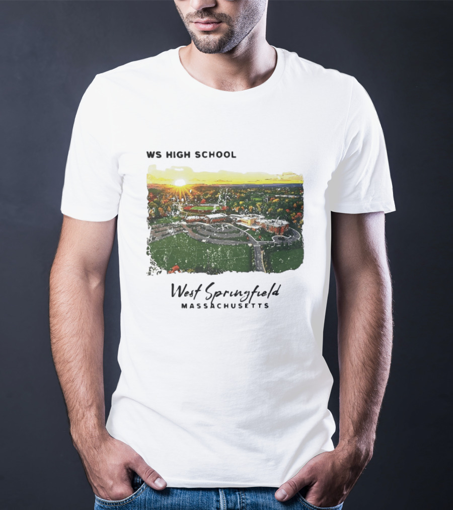WS High School West Springfield Massachusetts Aerial Sunset Campus Landscape T-Shirt