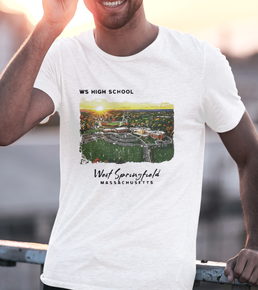 WS High School West Springfield Massachusetts Aerial Sunset Campus Landscape T-Shirt