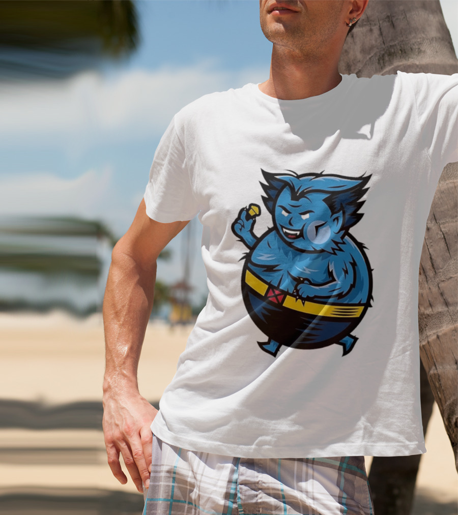 X Men Beast Caricature Cartoon Blue Character Cupcake T-Shirt