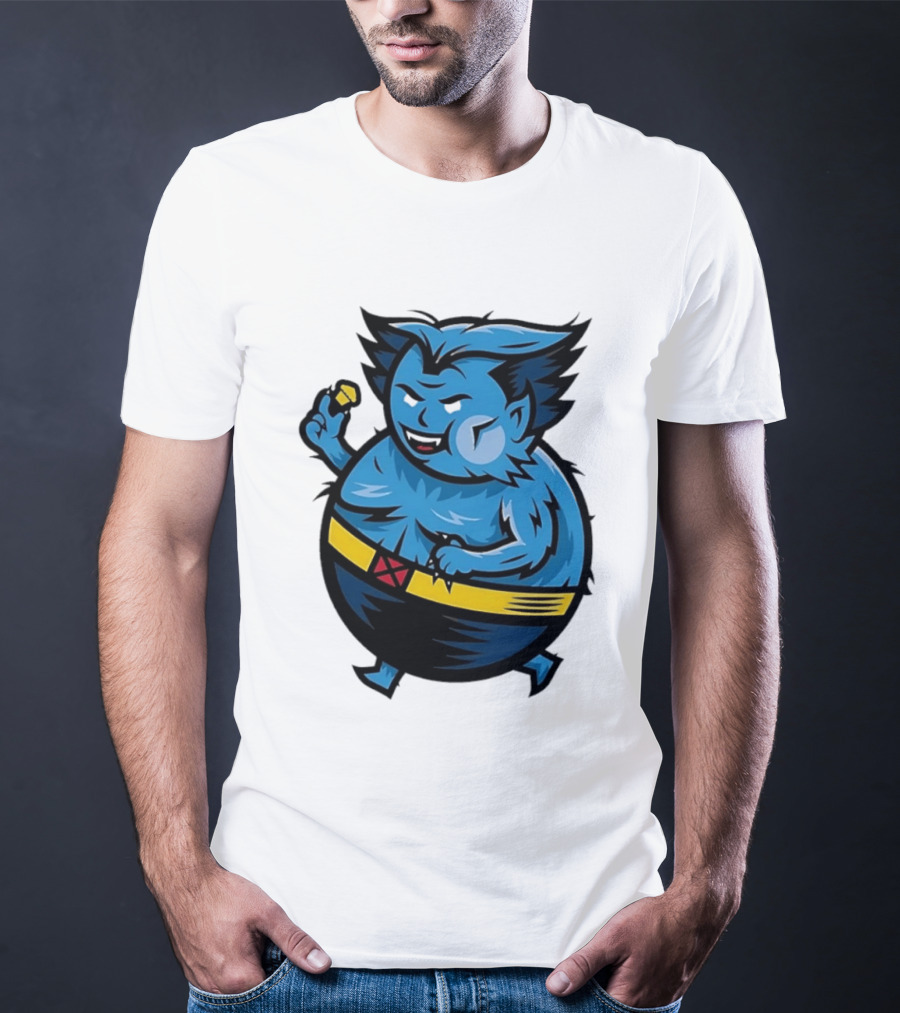 X Men Beast Caricature Cartoon Blue Character Cupcake T-Shirt